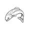 Steelhead Rainbow Trout or Columbia River Redband Trout Jumping Retro Stencil Black and White