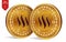 Steem. 3D isometric Physical coins. Digital currency. Cryptocurrency. Golden coins with Steem symbol isolated on white background.