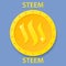 Steem Coin cryptocurrency blockchain icon. Virtual electronic, internet money or cryptocoin symbol, logo
