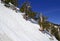 Steep angled slopes on mountain showing avalanche terrain