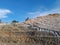 The steep and arid rock hills look beautiful when the weather is clear and the sky is blue.