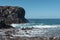 Steep cliffs and rough volcanic coast at the Natural Reserve of Malpais de la Rasca, Tenerife, Canary Islands, Spain