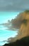 Steep cliffs on a sea shore - abstract digital art