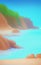 Steep cliffs on a sea shore - abstract digital art