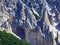 Steep cliffs and sharp rocks on the Gamsgrat alpine mountain - Malbun, Liechtenstein