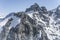 Steep dark cliffs of Mt.Head range, from north-east,  New Zealand