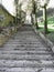 Steep flight of stairs leading up to medieval village of Volterra, Province of Pisa, Tuscany, Italy