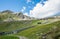 Steep funicular railway Parsenn mountain landscape WeiÃŸfluhjoch Davos, Swiss alps