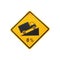 Steep grade hill traffic sign on white background