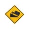 Steep grade hill traffic sign on white background