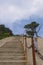 Steep ladder in Sacred taoist mountain Mount Huashan, popular touristic place with five main peaks, China