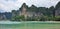 Steep limestone cliffs above Railay West Beach in Krabi Province, Thailand