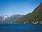 Steep mountain and Isfjorden the beautiful fjord at Andalsnes, Norway