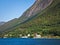 Steep mountain and Isfjorden the beautiful fjord at Andalsnes, Norway