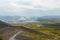 Steep mountain road. Ascent to the Pious Cross, Karabash. Chelyabinsk region, the dirtiest city on Earth