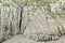 A steep mountain wall on the way to Grimming in Austrian Alps. Dangerous climbing only for professionals.