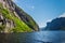 Steep mountains and blue water of the West brook pond, Gros Morne National Park, Newfoundland