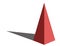 A steep red pyramid casts a long shadow in this graphic resource