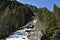 Steep rocky slope near by tourist path heading directly towards to Murg lakes