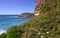 Steep slope on an ocean coast in the summer