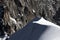 Steep snow dunes on top of mountain in Mont Blanc massif in France