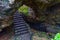 Steep staircase leading to gruta das torres cave at Pico island,