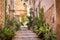 Steep stairs street in mediterranean medieval town