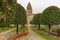 The steeple of the Abbaye aux Dames in Saintes, France