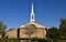 Steeple and building  of the Church of the Latter-Day Saints