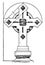 Steeple Cross, building,  vintage engraving