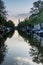 Steeple reflected in Amsterdam canals