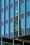 Steeple reflected on house facade