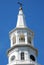 The steeple of St. Michael\'s Church in downtown Charleston, South Carolina.