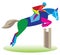 Steeplechase. Jumping horse and rider