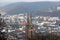 Steeples of St. Elizabeth\\\'s Church, view from Schlossberg on background of townscape, Marburg, Germany