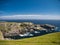 Steeply inclined eroded rock strata on Funzie Ness on the island of Fetlar in Shetland, Scotland, UK