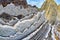 Steeply-tilted Layers of Flysch, Flysch Cliffs, Basque Coast UNESCO Global Geopark, GuipÃºzcoa, Spain