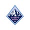 Steeps rock - concept badge. Mountain climbing logo in flat style. Extreme exploration sticker symbol.  Camping & hiking creative