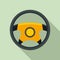 Steering wheel accessories icon, flat style