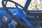 Steering wheel of classic blue car interior Stock Photography