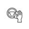 Steering wheel cleaning line icon