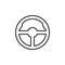 Steering wheel line icon, outline vector sign, linear style pictogram isolated on white.