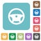 Steering wheel rounded square flat icons