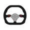 Steering wheel sport car icon isolated on white background. Car wheel control silhouette, Black auto part driving in