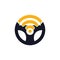 Steering wheel and Wi-Fi signal icon logo design.