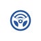 Steering wheel and Wi-Fi signal icon logo design.