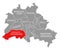 Steglitz-Zehlendorf city district red highlighted in map of Berlin Germany