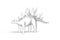 Stegosaurus - Black and White Graphics on White Background