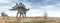 Stegosaurus dinosaur in the desert - 3D render