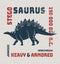 Stegosaurus t-shirt design, print, typography, label.